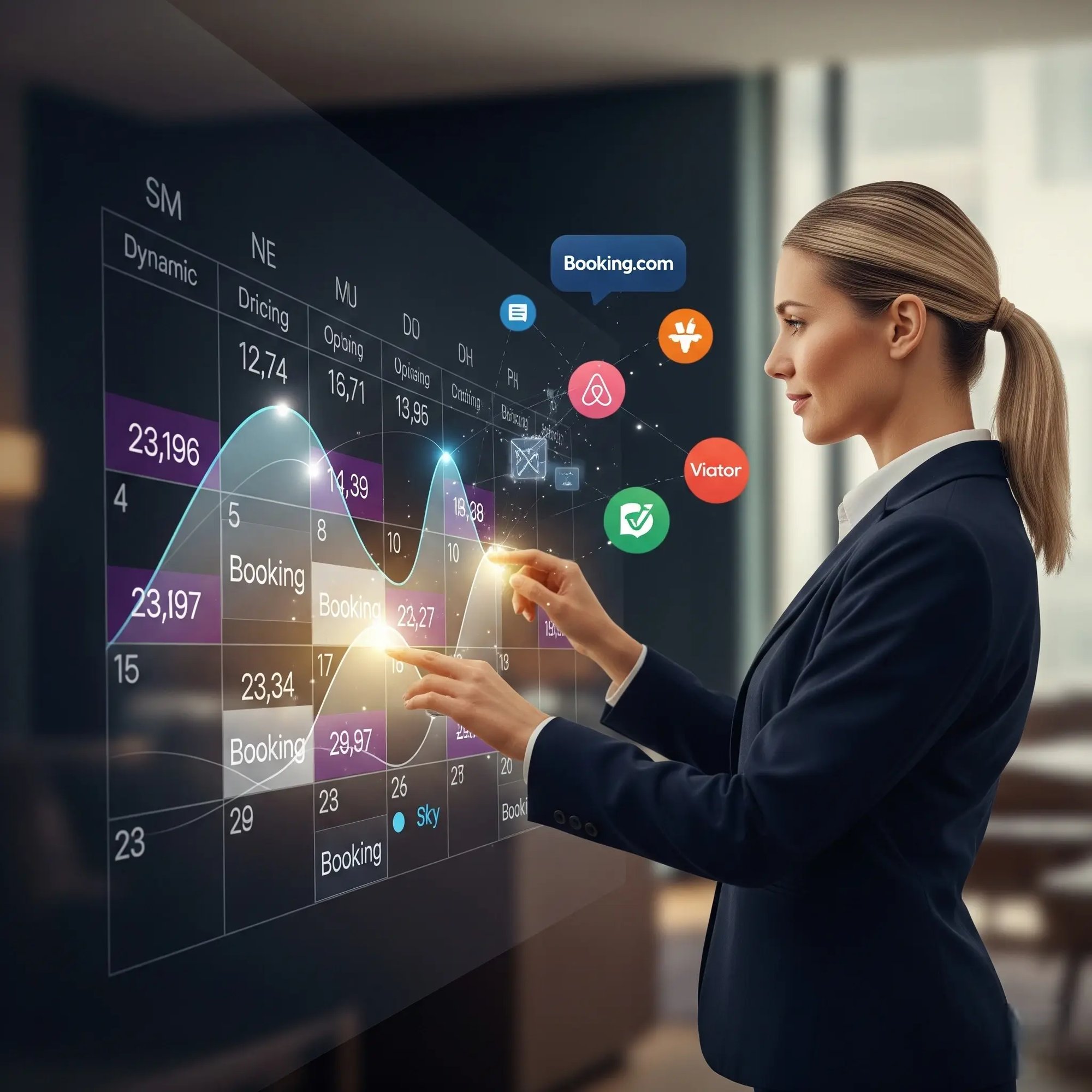 Hospitality expert optimizing a booking platform calendar with dynamic pricing for increased occupancy and revenue management. Hospitality expert optimizing a booking platform calendar with dynamic pricing for increased occupancy and revenue management.