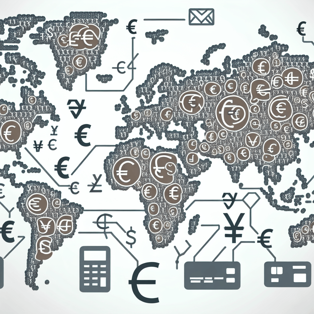 A global map with various currencies and payment m