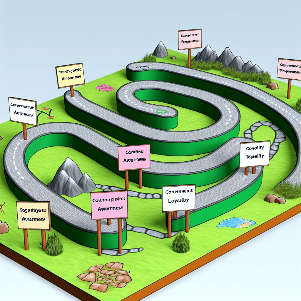 An illustration of a winding path with various tou